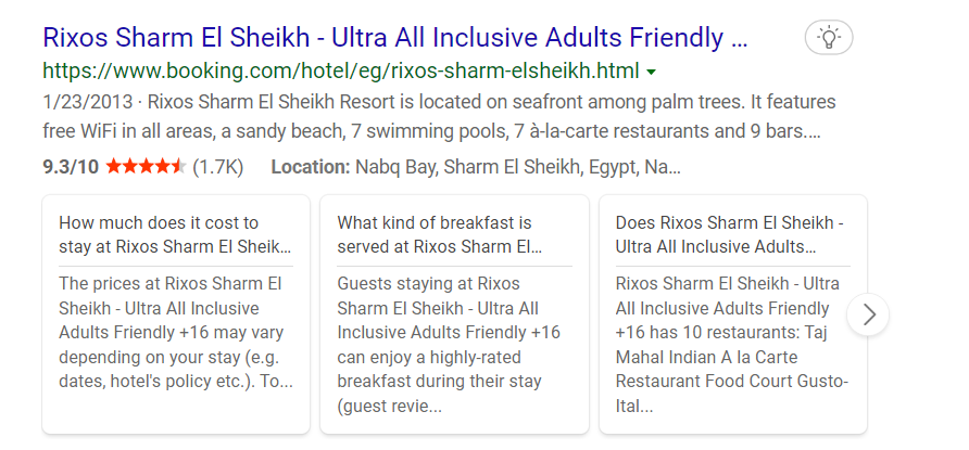 review rich snippet example in Google SERPs