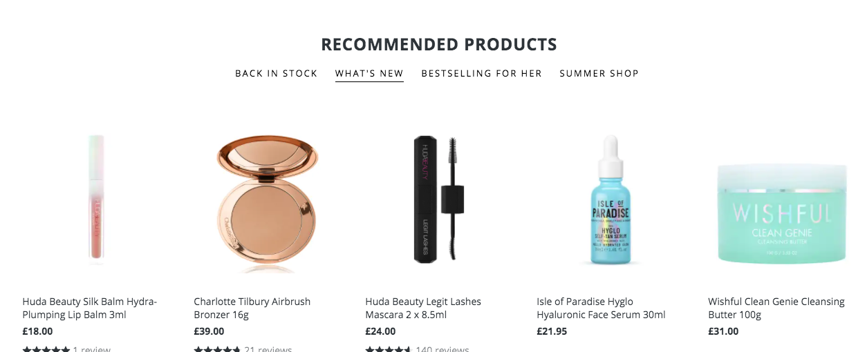 Recommended products option