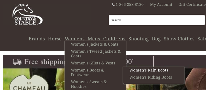 Country & Stable website navigation
