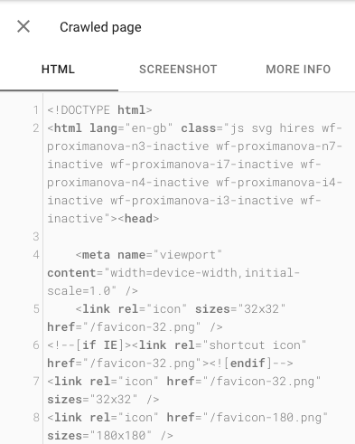 Crawled page HTML in URL Inspection Tool