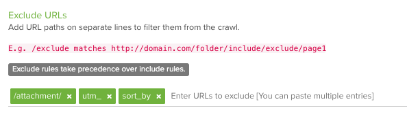 Exclude URLs crawl settings inLumar