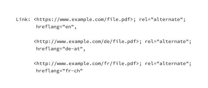 Hreflang example configuration in a HTTP header