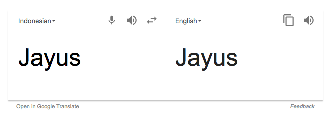 Jayus translated to 'jayus' in Google translate