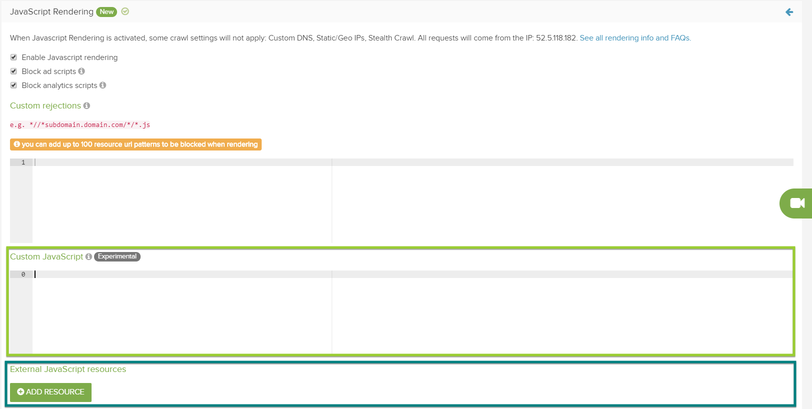 DeepCrawl Custom JavaScript Injection