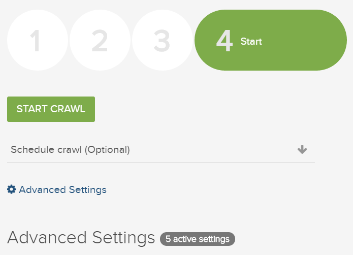 dc crawl setup advanced settings