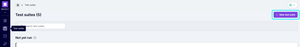 Lumar Protect - Create a new test suite from the Test Suites screen