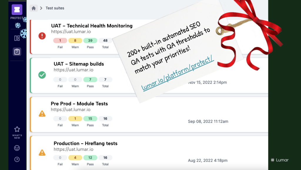 seo automation tool for QA testing - Lumar Protect