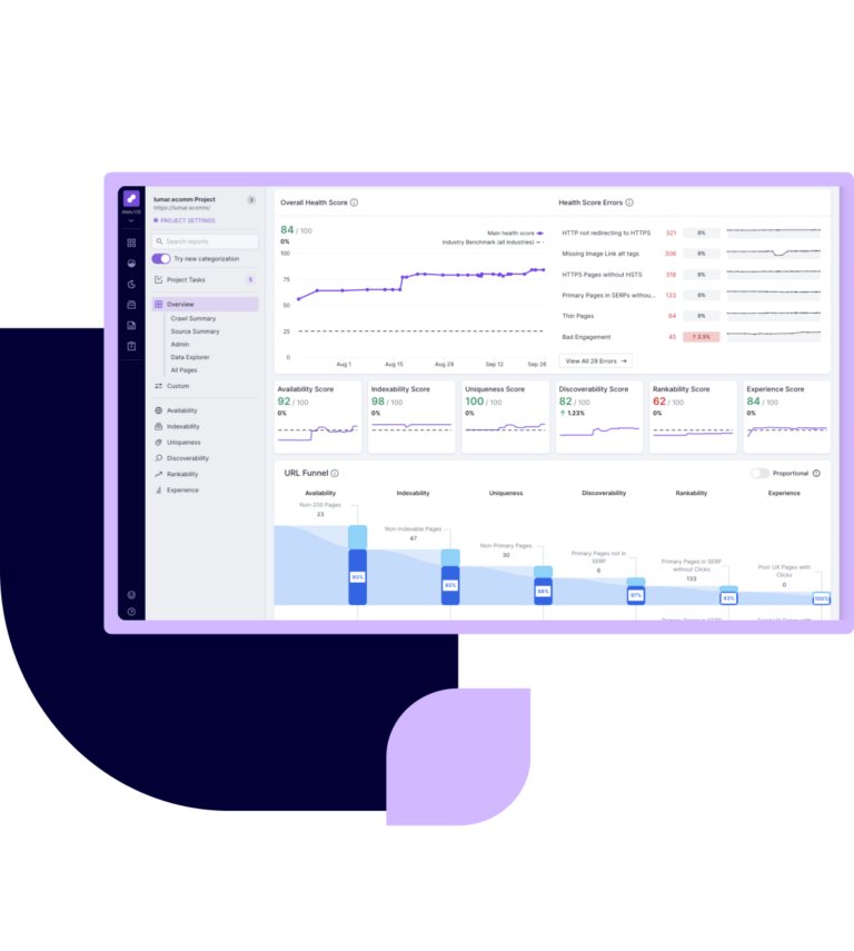  Impact - Lumar SEO software - platform UI example