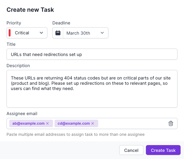 Task Manager - Create new task modal