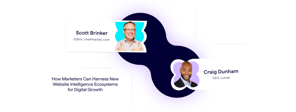 banner for MarTech webinar with Scott Brinker and Craig Dunham - How to Use Website Intelligence Ecosystems for Digital Marketing Growth