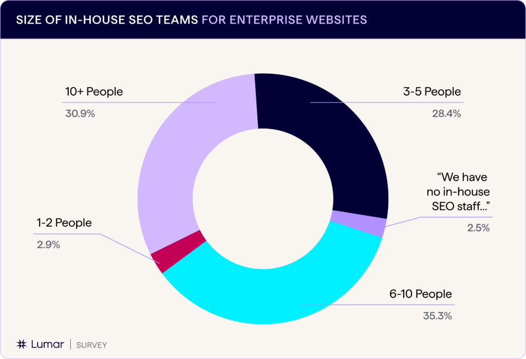 enterprise seo research report - typical size of enterprise size SEO teams