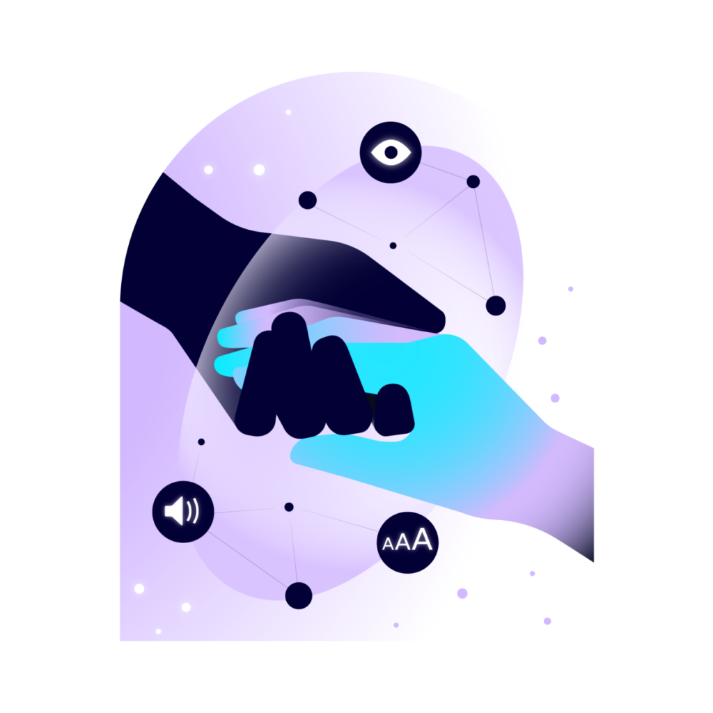 Lumar web accessibility illustration (two hands clasped together)