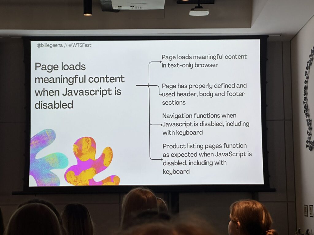Billie Geena Hyde's slide on Page loads meaningful content when Javascript is disabled at WTSFest London