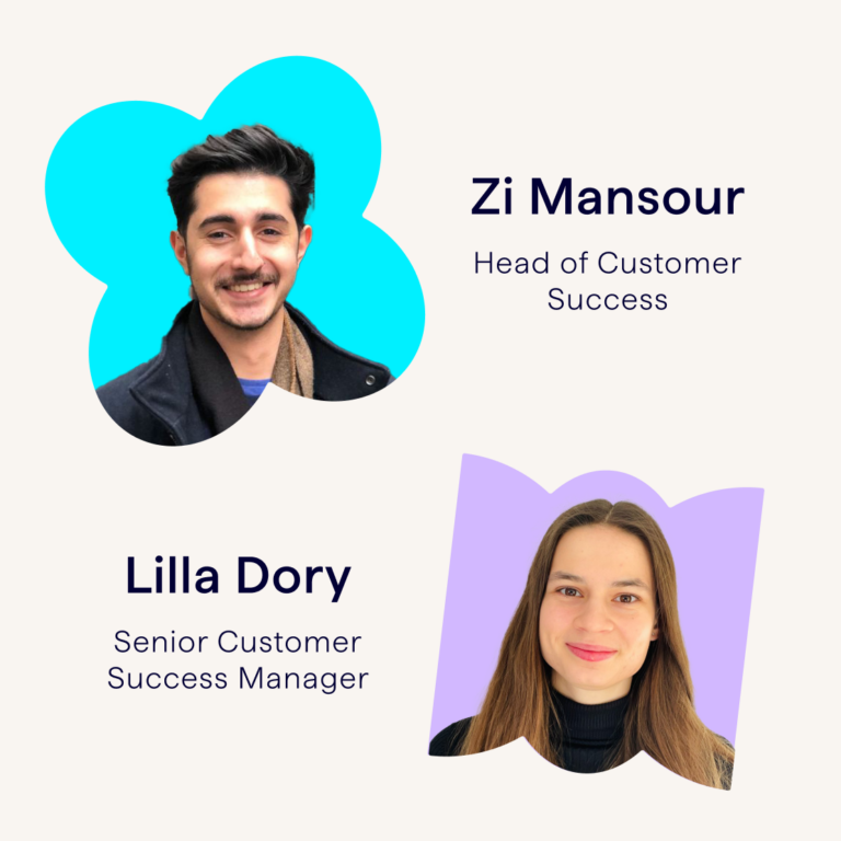 Lumar platform update webinar presenters - Zi Mansour and Lilla Dory, customer success pros