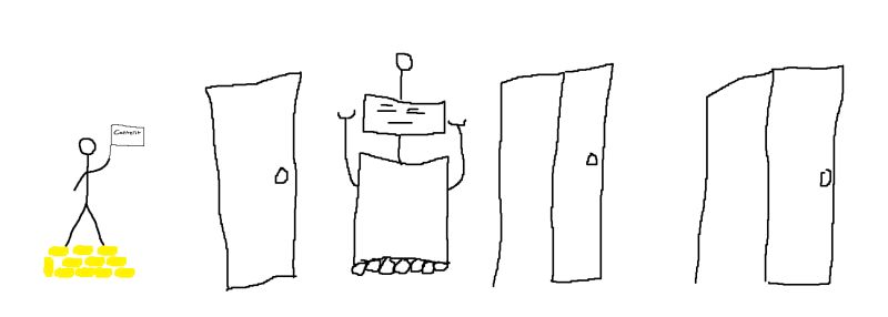 SEO explainer drawing showing a frustrated robot (representing search engine bots)