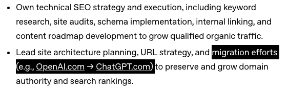 ChatGPT SEO job description