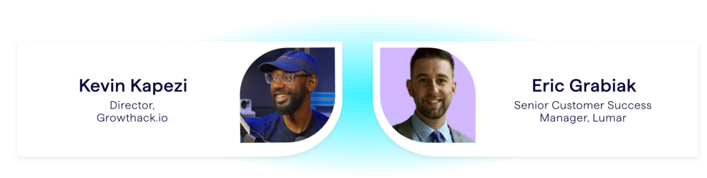 Lumar webinar presenters - Beyond SEO, Practical Frameworks to Align Technical SEO, PPC, and Content - with Kevin Kapezi of Growthack and Eric Grabiak of Lumar. 