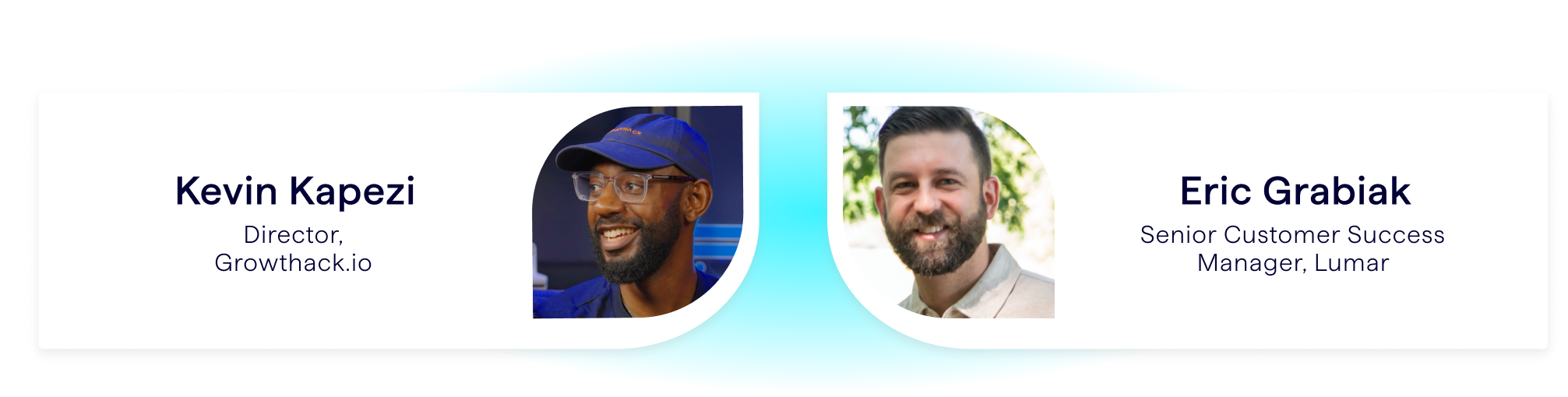 Lumar SEO and multichannel marketing alignment webinar presenters - featuring SEO experts Eric Grabiak of Lumar and Kevin Kapezi of Growthack.