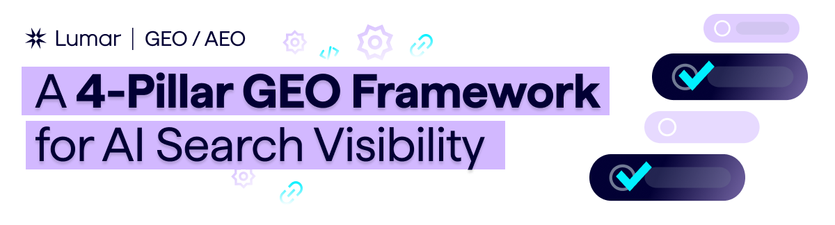 Lumar GEO AEO strategy article - a 4 pillar framework for AI search visibility.