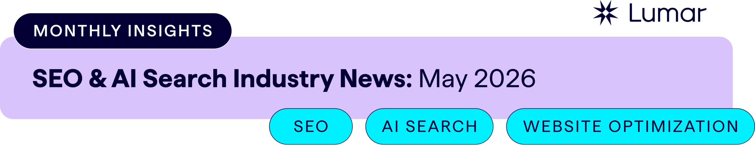 Lumar AI search and SEO industry news roundup blog header banner.